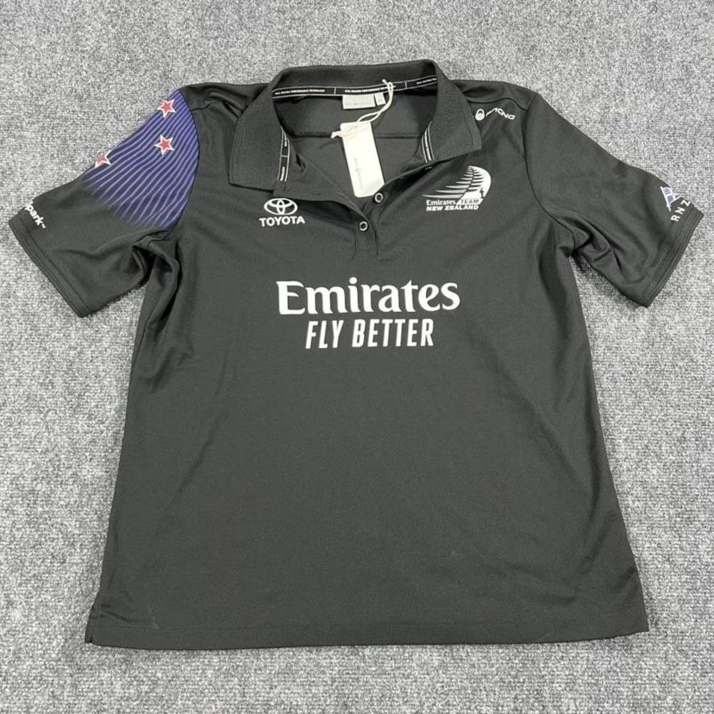 Emirates Team New Zealand Shirt Womens 2XL Black Sailing Polo Emirates